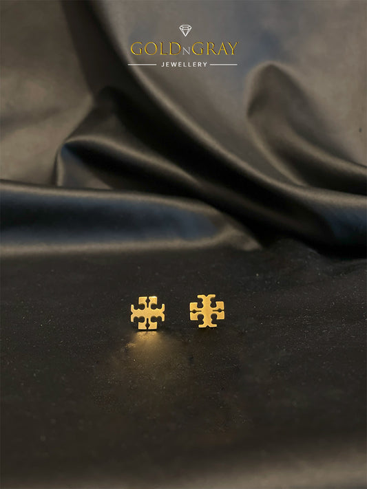 Elegant Gold-Plated Minimalist Cross Stud Earrings