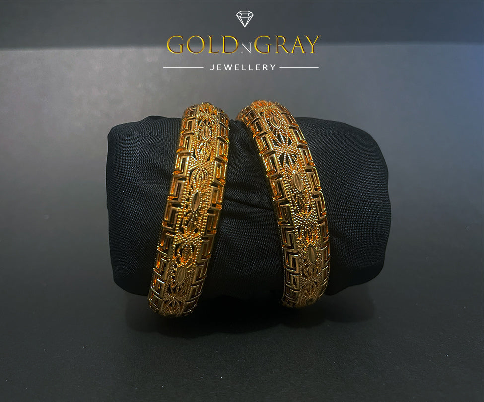 24K Gold Plated Fancy Imported Quality Bangles Set for Women